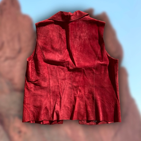 Coldwater Creek Red Suede Vest Sz M - Picture 2 of 3